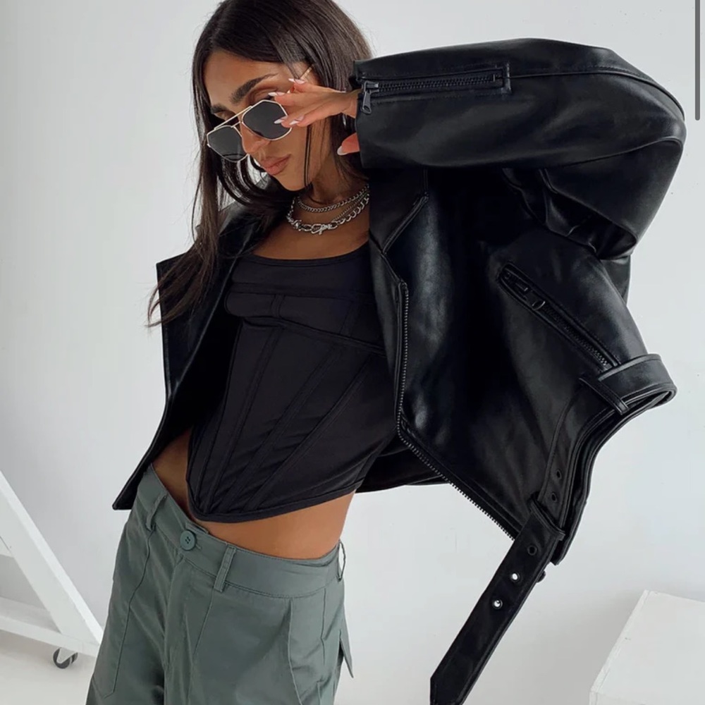 LIONESS STATEN ISLAND LEATHER JACKET